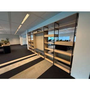 Modulaire Cubic vakkenkast Planq met zitbank en whiteboard (stel701)